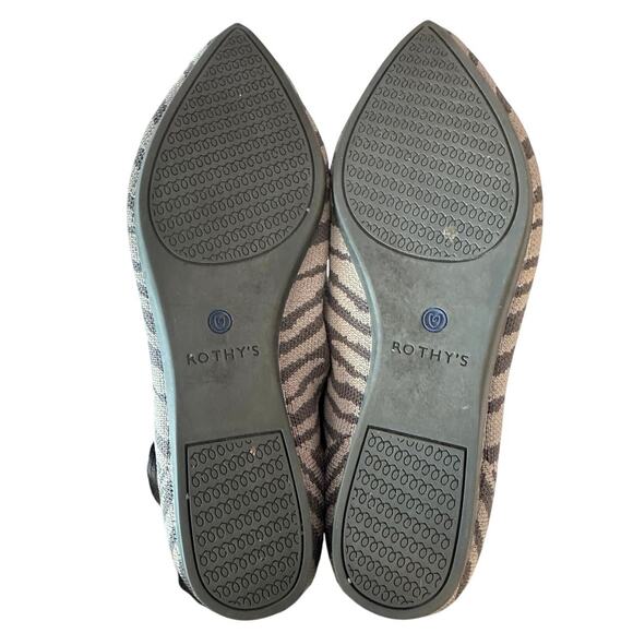 Rothy’s Women’s The Point Gray Zebra Ballet Flats Size 8 Pointed Toe Casual - Picture 3 of 7
